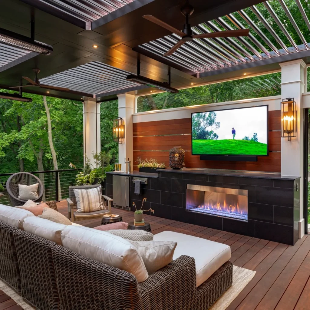 pergola with tv wall