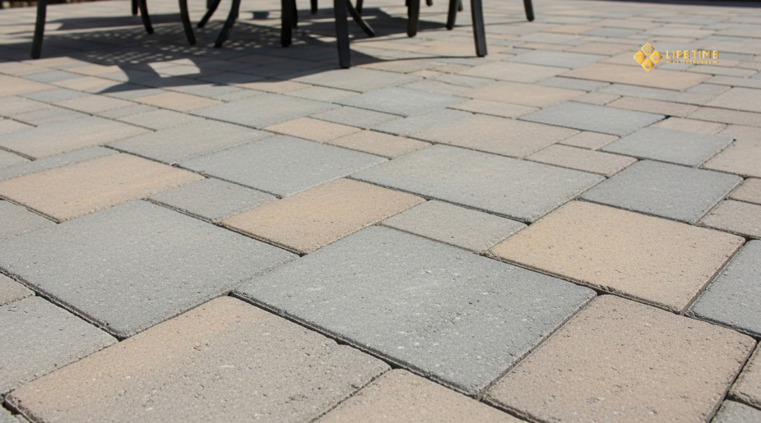 Concrete paver patio in Orange County showcasing affordable, versatile design with clean rectangular layout and subtle color variation.