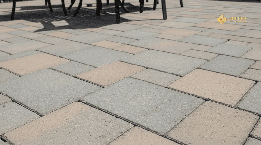 Concrete paver patio in Orange County showcasing affordable, versatile design with clean rectangular layout and subtle color variation.